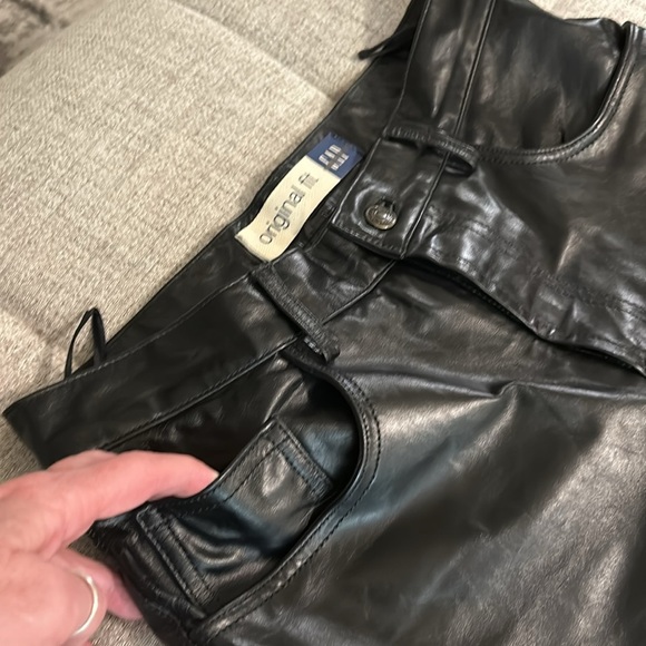 GAP ORIGINAL FIT ,VINTAGE Y2K ,(REAL )LEATHER PANTS ,BLACK ,SIZE 6 - Picture 4 of 12